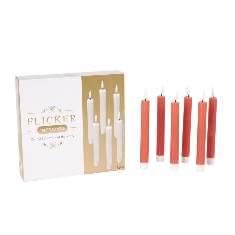 Wax Indoor Outdoor Flameless Candle with Remote Control - Set of 6 Red, Black, White, Yellow, Blue or Pink - Roche River Decor