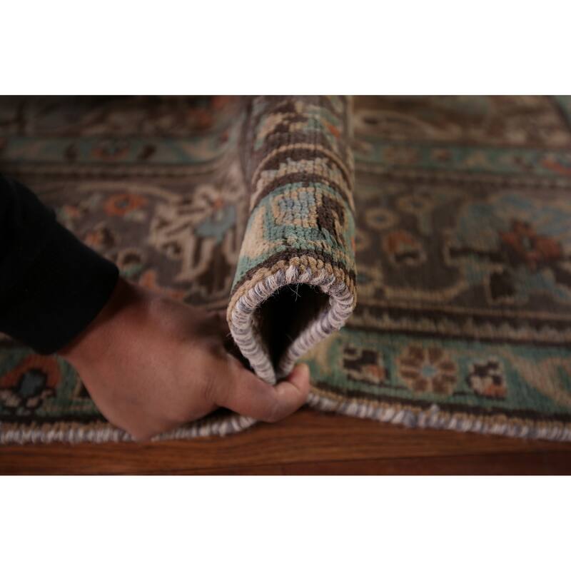 Hand Knotted Oriental 100% Wool Carpet Traditional Medallion Greys & Charcoal Tabriz Area Rug - 9' 8'' X 6' 5''