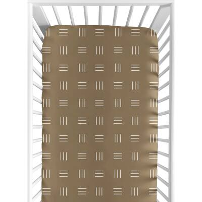 Brown Boho Mudcloth Fitted Crib Sheet Cocoa Chocolate Tan White Bohemian Woodland Tribal Southwest Hatch Neutral Triple Line