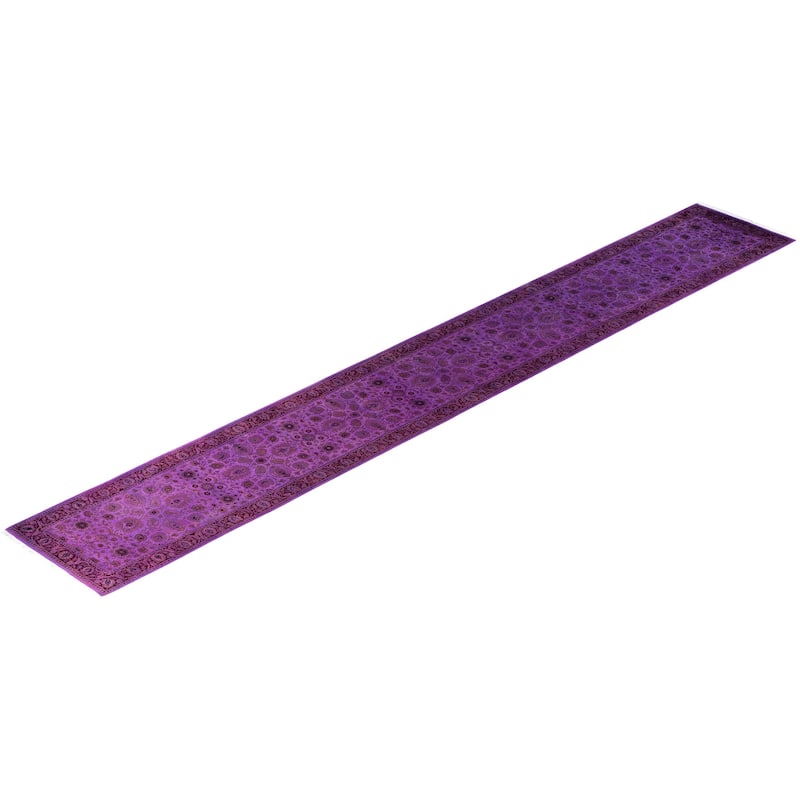 Overdyed One-of-a-Kind Hand-Knotted Area Rug - Purple - 2' 6" x 17' 10"