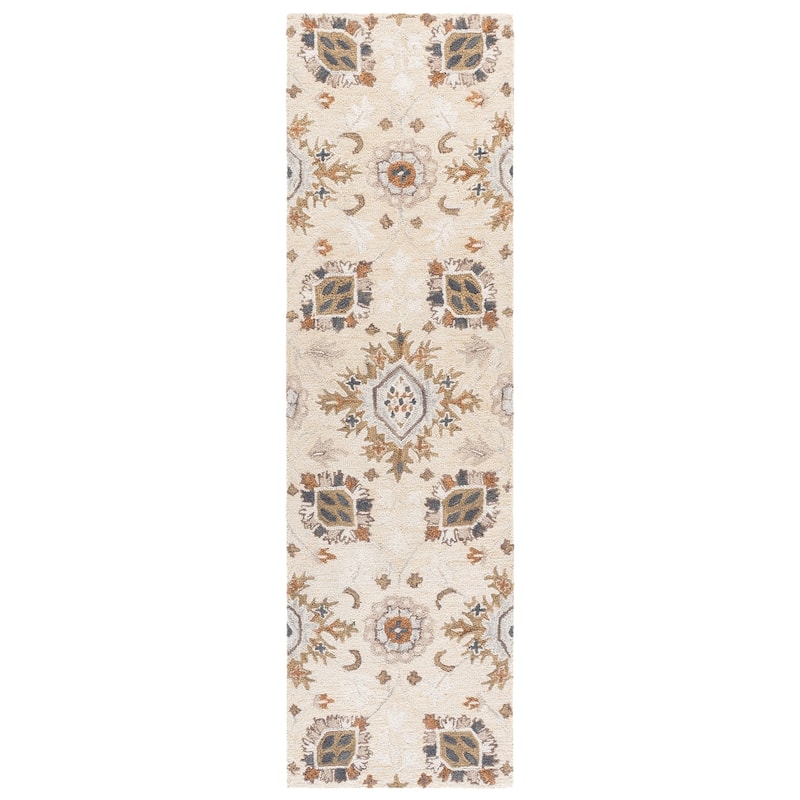 SAFAVIEH Handmade Metro Rosalynn Wool Rug - 2'3" x 8' Runner - Beige/Green