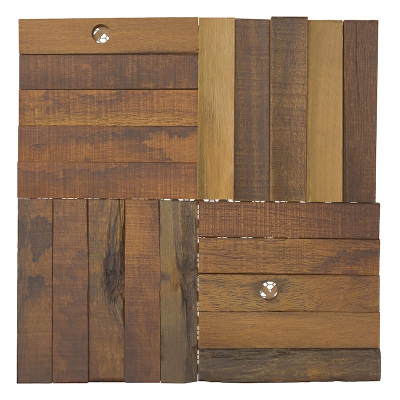 11 7/8"W x 11 7/8"H x 1/2"P Farmstead Wood Mosaic Wall Tile, Old Boat Wood - 11 7/8"W x 11 7/8"H x 1/2"P