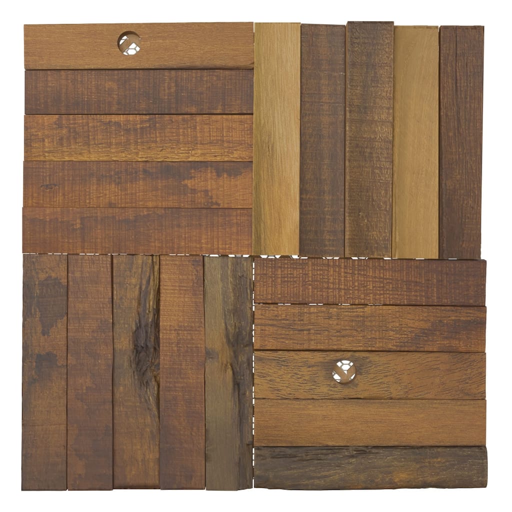 11 7/8"W x 11 7/8"H x 1/2"P Farmstead Wood Mosaic Wall Tile, Old Boat Wood - 11 7/8"W x 11 7/8"H x 1/2"P