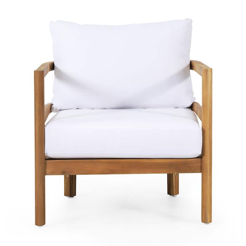 Ellendale Acacia Wood Outdoor Club Chair with Cushions by Christopher Knight Home