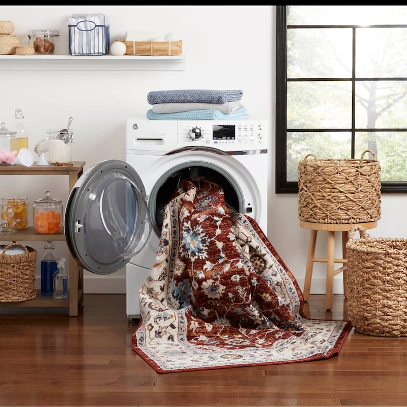 Everwash Treasure Lina Traditional Medallion Machine Washable Area Rug