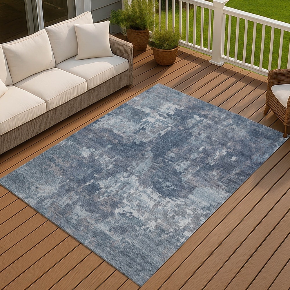 Machine Washable Indoor/ Outdoor Ombre Abstract Chantille Rug