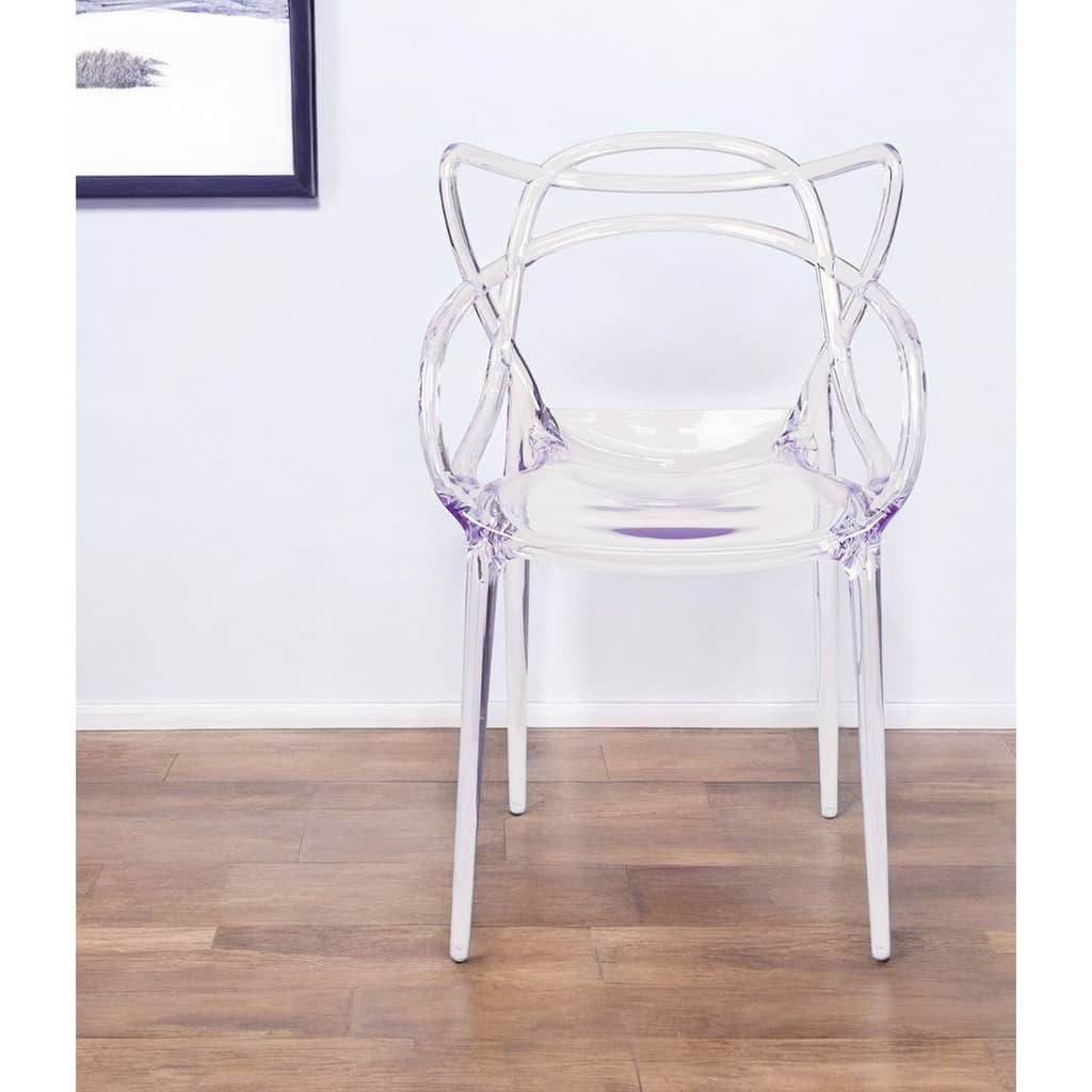 Clear Acrylic Dining Armchair with Open Back Stackable Modern Accent Chair for Kitchen - 9"L x 22"W x 33"H