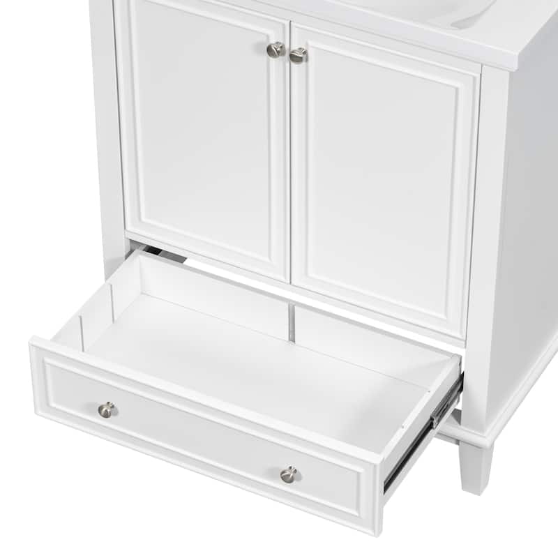 GDFStudio - Emerson 30-Inch Freestanding Bathroom Vanity with Ceramic Sink, Multi-functional Cabinet and Drawer
