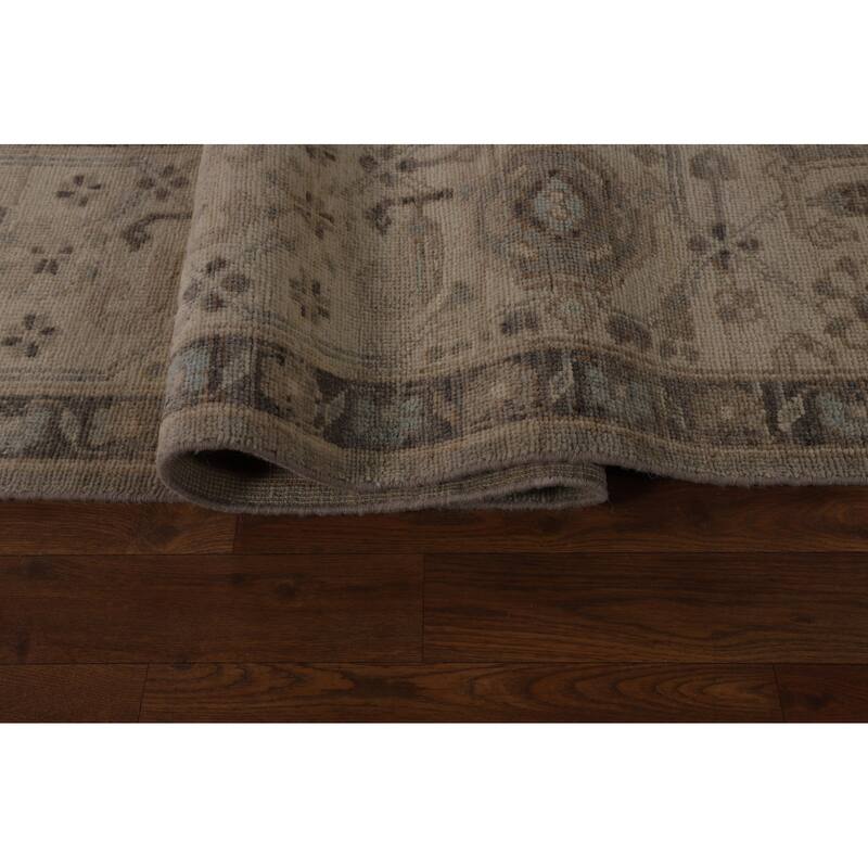 Vegetable Dye Oushak Turkish Rug Handmade Transitional Wool Carpet - 9'11"x 13'10"