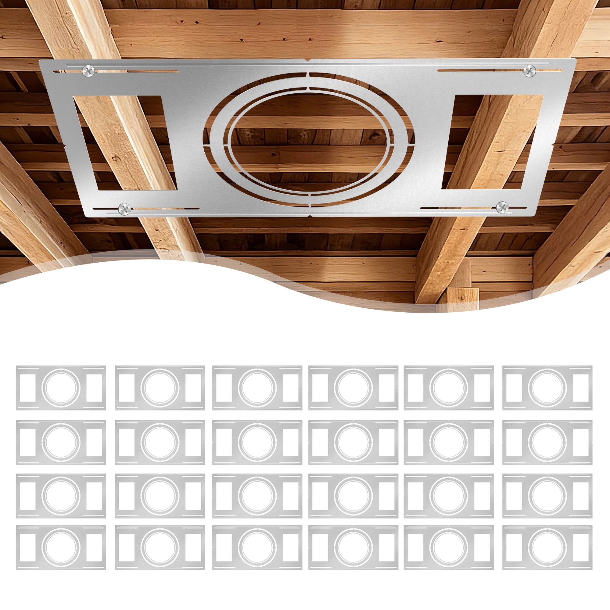 LED Recessed Lighting Mounting Plates, Flat Steel Rough-In Brackets for 8", 9", 11" Shallow Ceiling Fixtures - 24-Pack