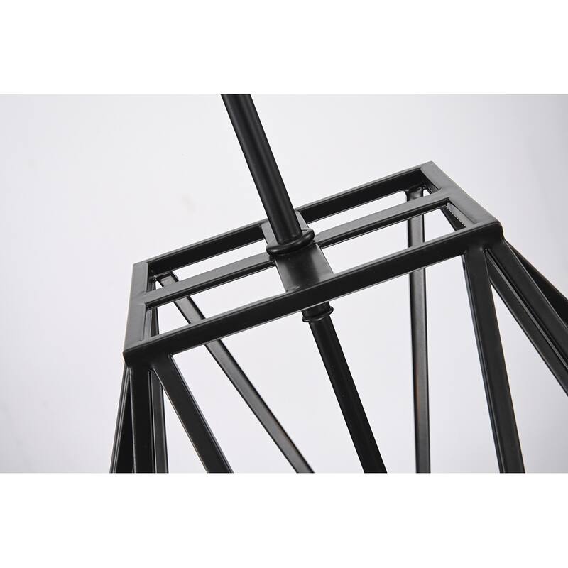 Matte Black and Brushed Nickel 5-Light Geometric Cage Lantern Chandelier