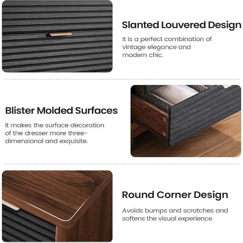 Wooden Drawers Dresser with Charging Station Dresser for Bedroom Chest of Drawers