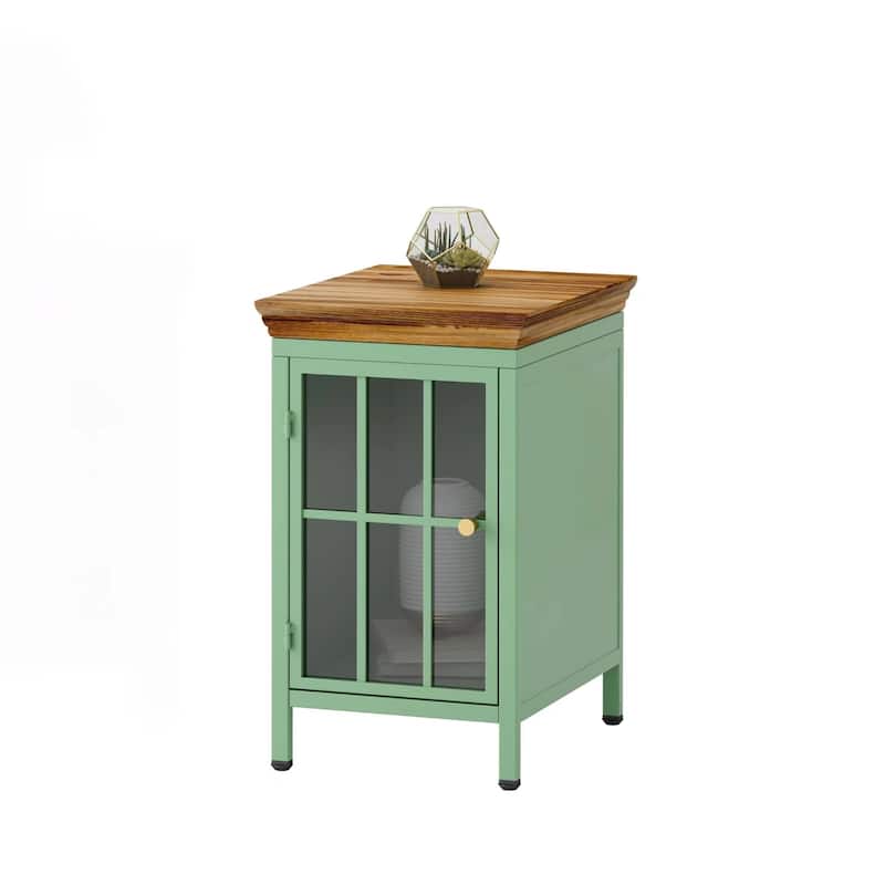 Nightstand with Storage Cabinet & Solid Wood Tabletop