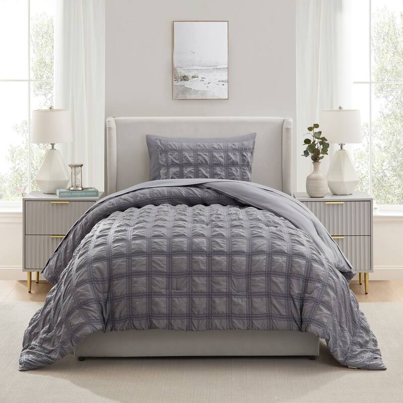 Empyrean Modern Comforter Seer Sucker - Gray - Twin