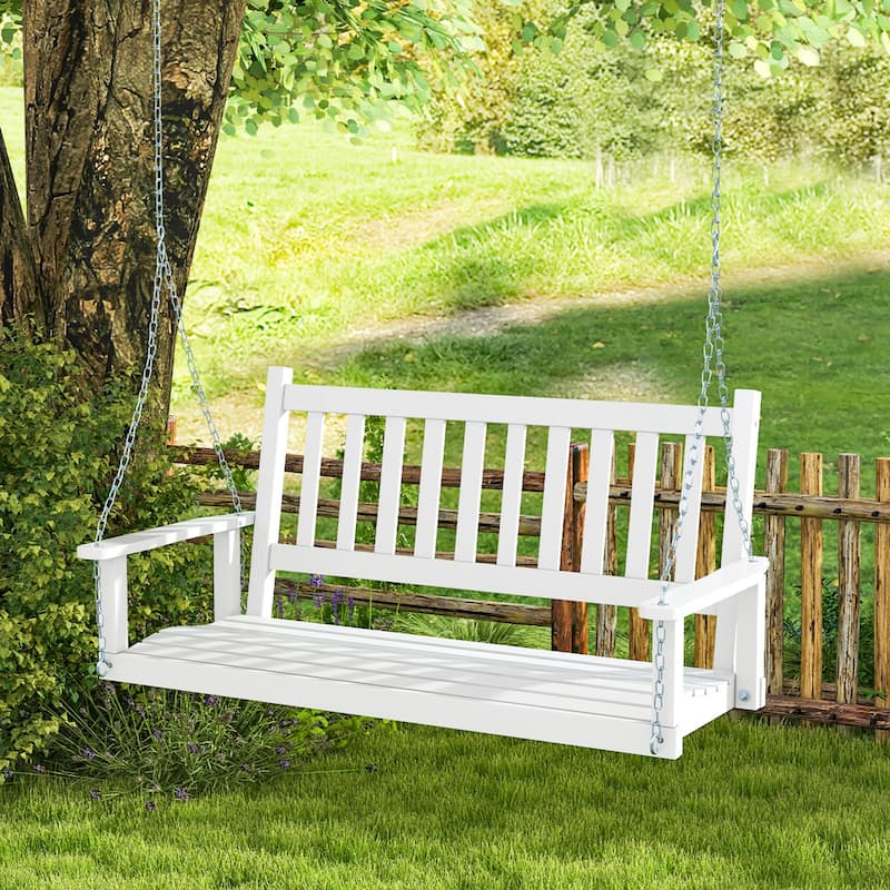 Costway 2-Person Wooden Outdoor Porch Swing Heavy Duty Patio Hanging - See Details