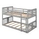 preview thumbnail 4 of 10, Gray Twin over Twin Size Solid Wood Bunk Bed with Ladder and Fence for Kids, Bedroom