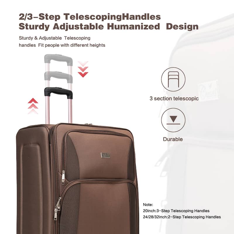 SoftshellLuggage Expandable 4 Piece Set Suitcase Softside Lightweight Luggage Travel Set