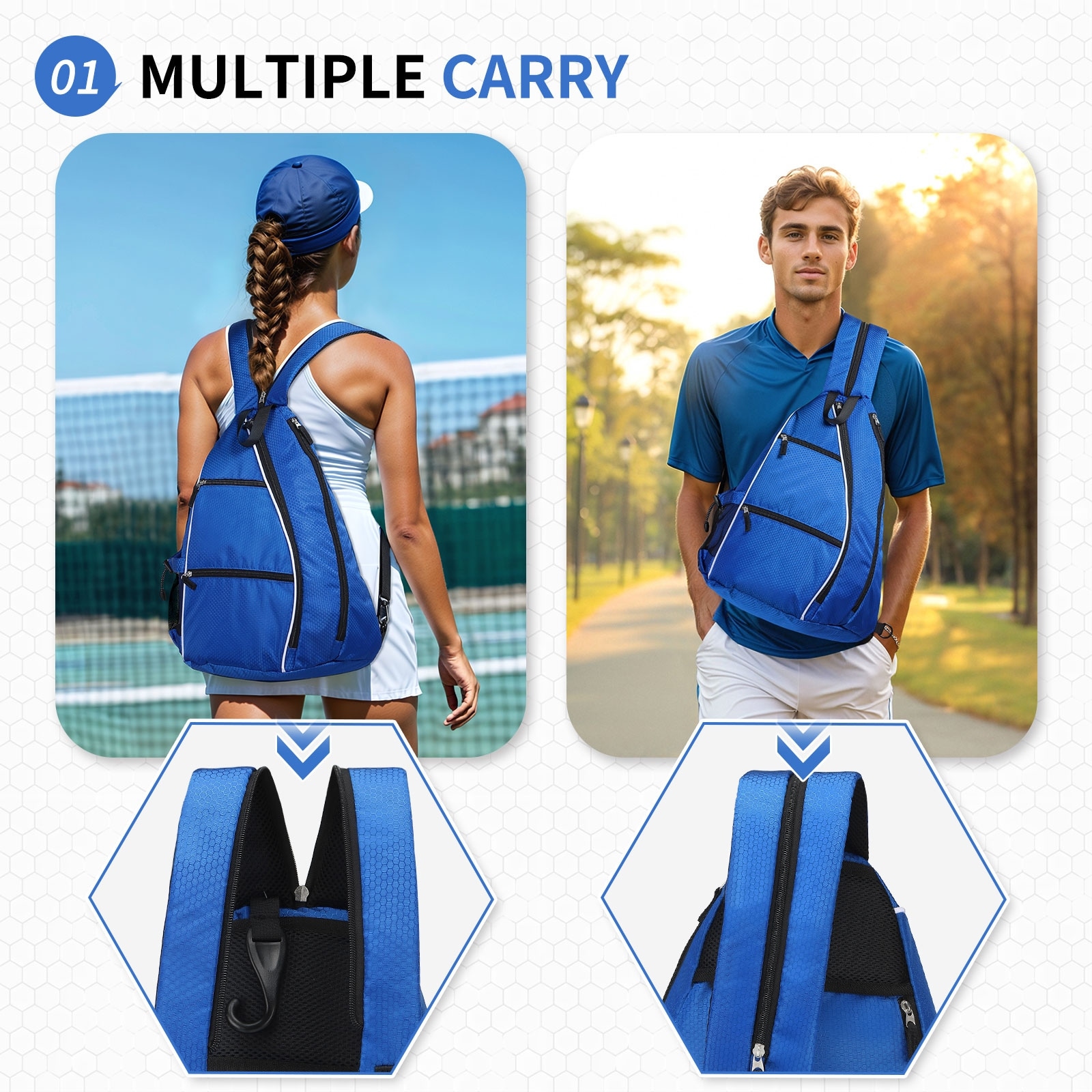 Pickleball Sling Bags 32L Convertible Reversible Paddle Rackets Bag Lightweight Casual Pack for Men Women Ladies