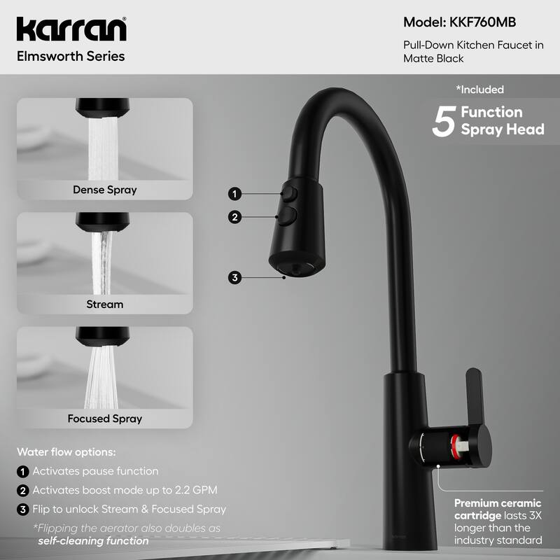 Karran Elmsworth Pull-Down Sprayer Kitchen Faucet