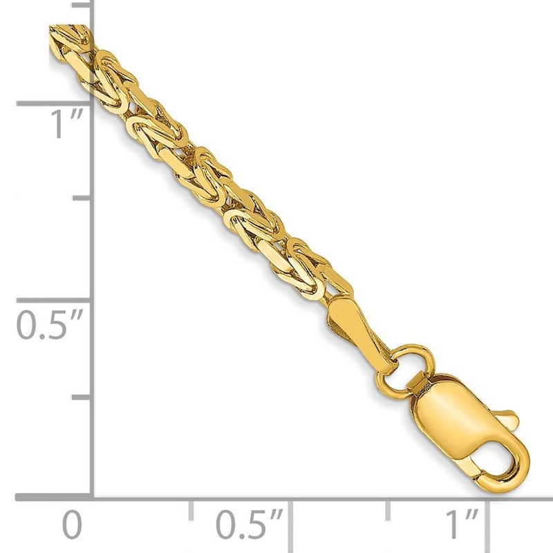 Curata 14k Yellow Gold Solid Polished 2mm Byzantine Chain Bracelet 7 Inch Lobster Claw
