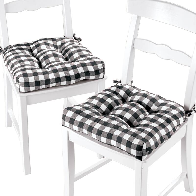 Farmhouse Style Buffalo Check Cushions - Set of 2 - 15.500 x 12.000 x 4.500