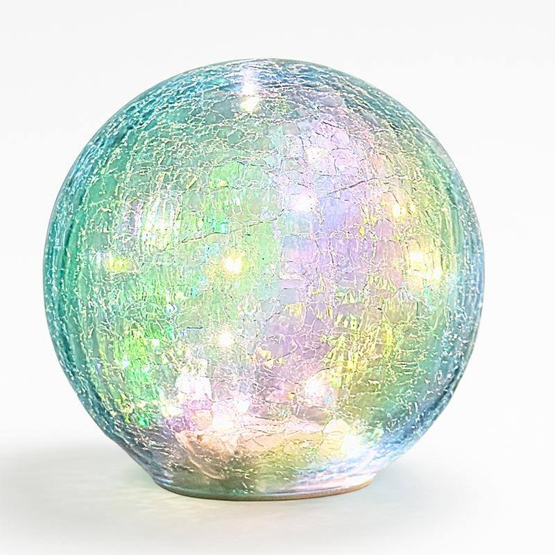 Crackle Glass LED Globe Light, Gold Mercury Orb Lamp for Christmas Decor, Table Centerpiece, Gift - GB1500P