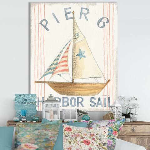 Designart "RW Floursack Nautical VII" Cottage Canvas Wall Art