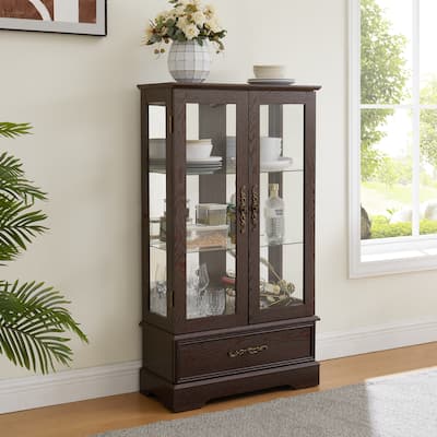 Lighted Glass Cabinet - Curio Display with Adjustable Shelves
