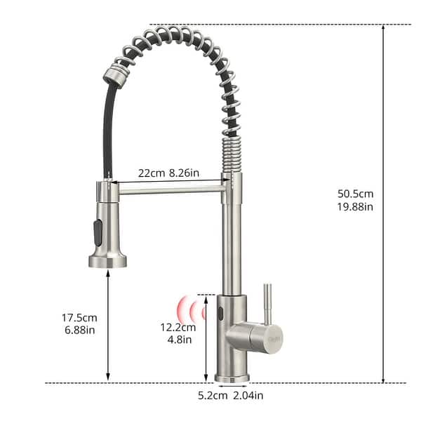 Brushed 1-Handle Touchless Deck-Mount Pulldown Kitchen Faucet