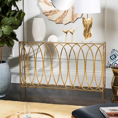 SAFAVIEH Carina Oval Ringed Gold Console Table - 48" x 8" x 30"