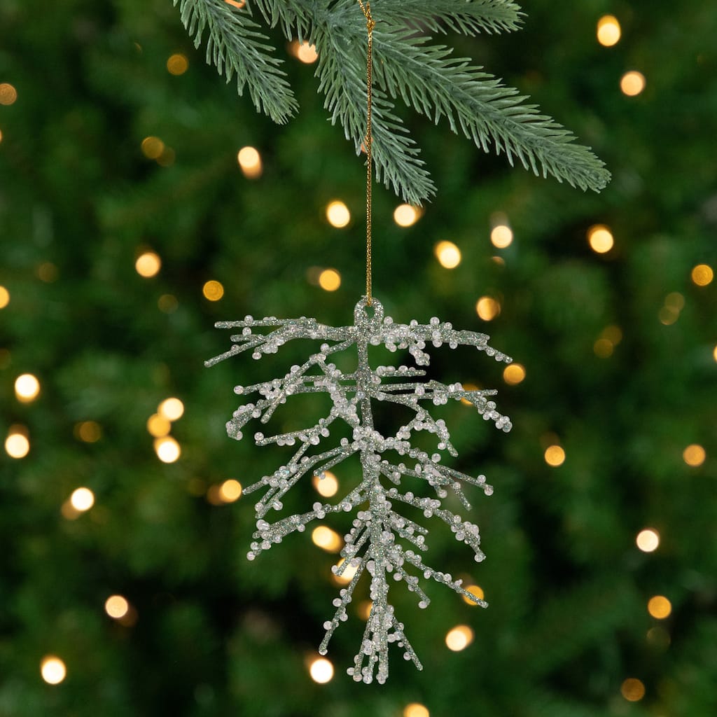 3-D Glittered Wire Pine Cone Christmas Ornament - 4.75" - Green