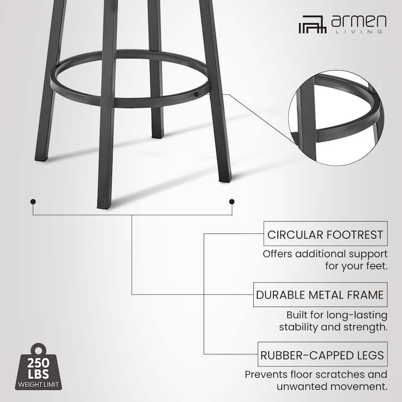 Cohen Modern Swivel Bar Stool, Upholstered Counter Chair with Metal Frame