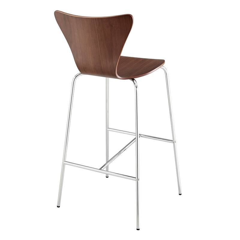 Tendy Bar Stool in American Walnut with Chrome Legs - Set of 4
