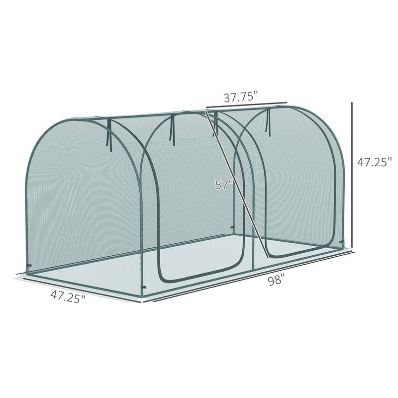 Outsunny 8' x 4' Crop Cage, Plant Protection Tent with Two Zippered Doors, Storage Bag and 4 Ground Stakes