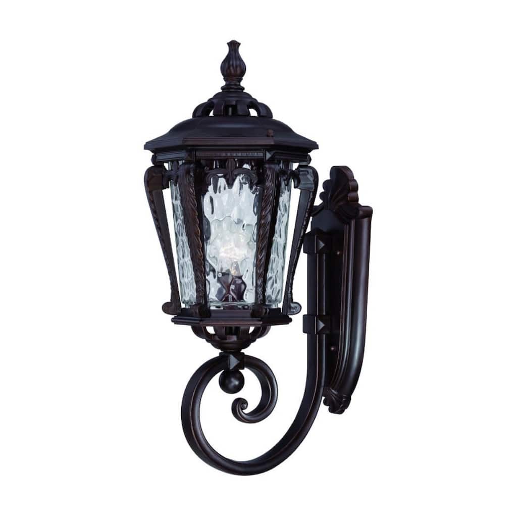 Bronze Aluminum Outdoor Wall Lantern Light with Hammered Glass Hardwired - 11.50” x 9.50” x 23” (D x W x H)