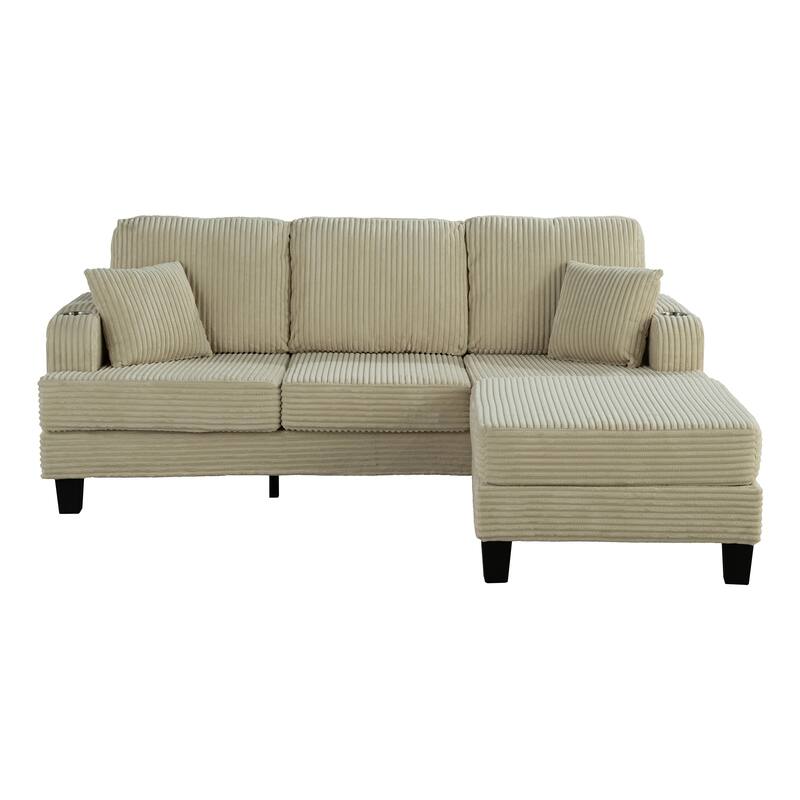 Modern Fabric 3-piece Sectional Sofa Set with Loveseat and Storage Ottoman