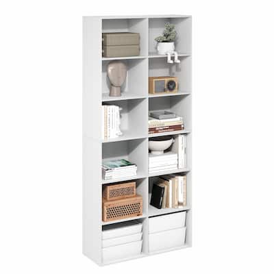 Furinno Basic 12-Cube Open Shelf Bookcase, Bookshelf, Storage Organizer, 12 x 32 x 71