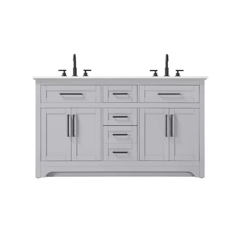 Nathaniel Double Bathroom Vanity (54-84 inch) - Grey - 60"