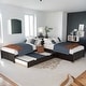 preview thumbnail 9 of 22, 3 IN 1 L-shaped Platform Bed with Trundle and Drawers Linked with built-in desk Espresso