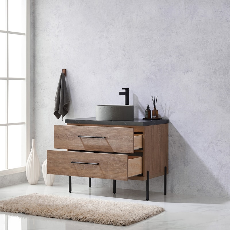 Trento Bath Vanity with Sintered Stone Top with Concrete Sink (R)