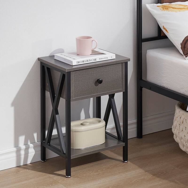 VECELO 1 - Drawer Modern End Table/Nightstands with Storage Shelves