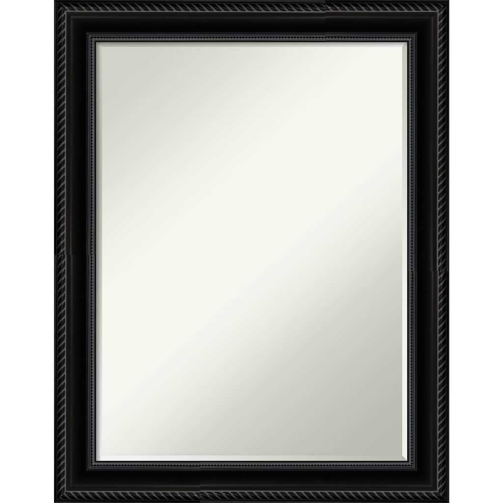 Petite Bevel Bathroom Wall Mirror - Corded Black Frame - 22 x 28 in