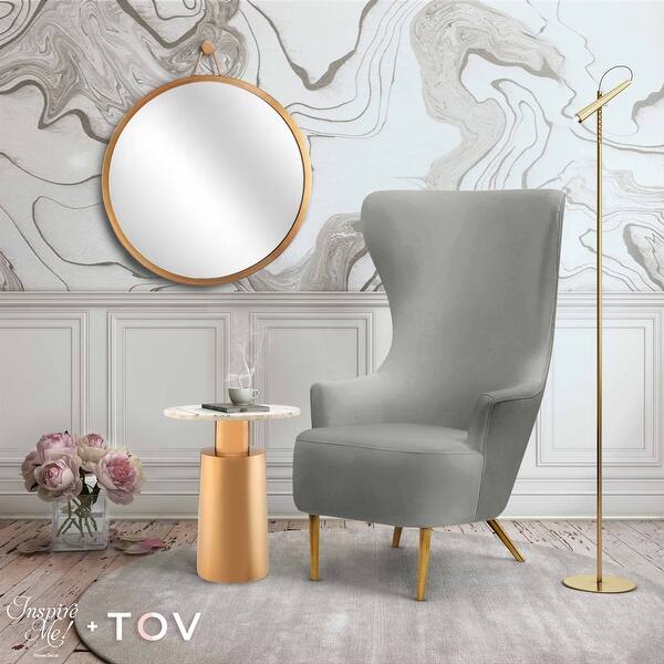 Shop Inspire Me Home Decor Julia Grey Wingback Velvet Chair