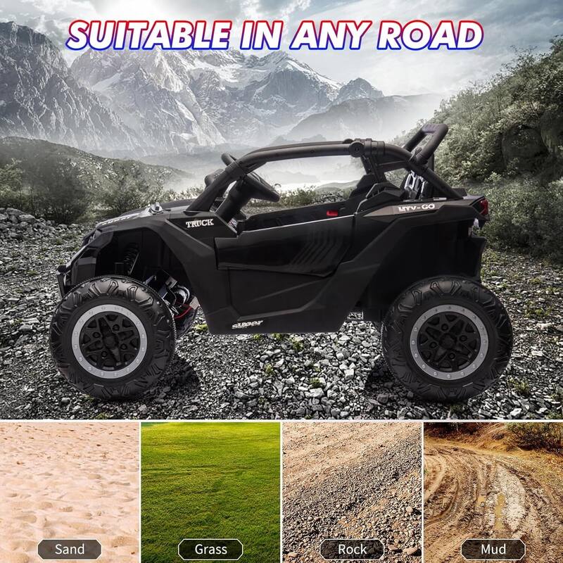 2-Seater Electric Ride-On Car Toy with Remote Control for Best Kids Gift, Black