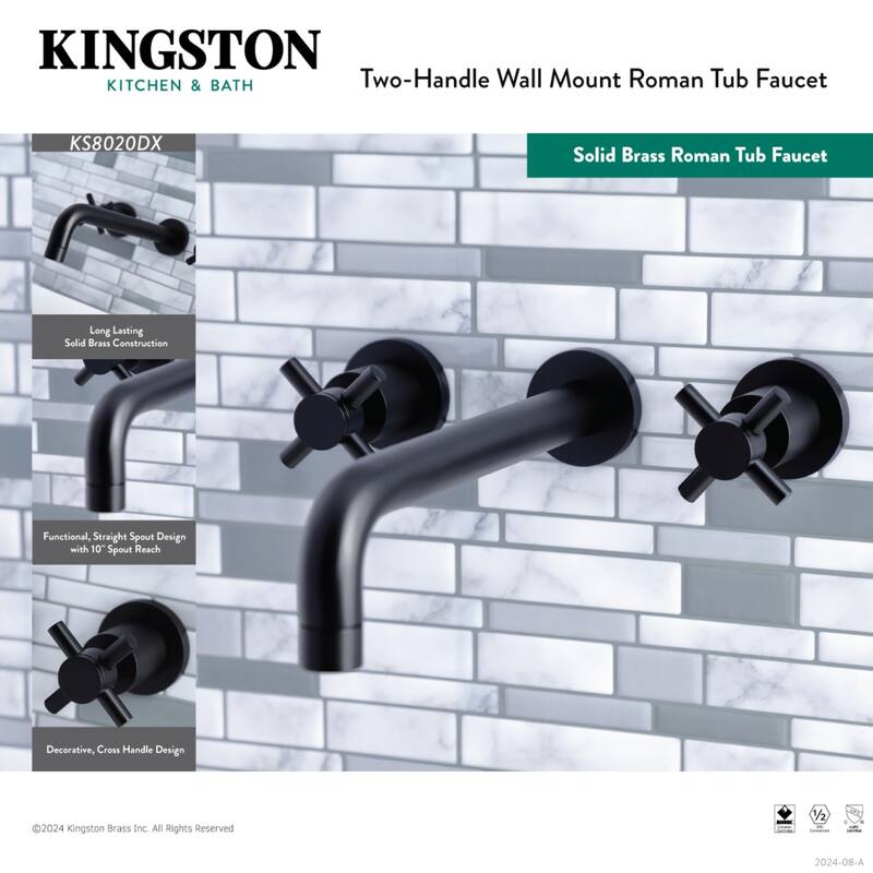 Concord 3-Hole Wall Mount Roman Tub Faucet in Polished Chrome