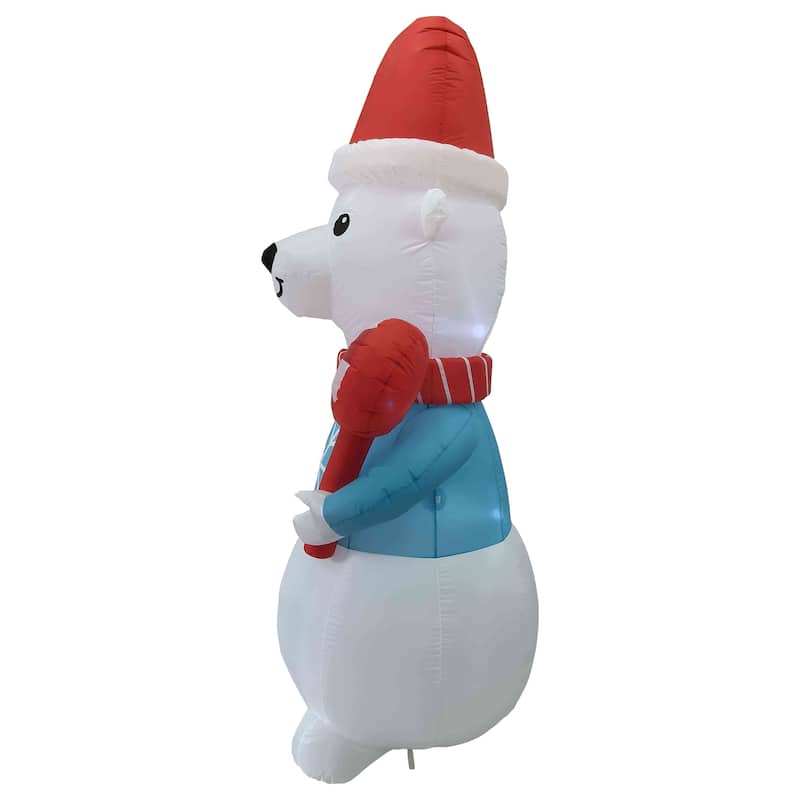 LED Lighted Inflatable Polar Bear Outdoor Christmas Decoration - 8.25' - White