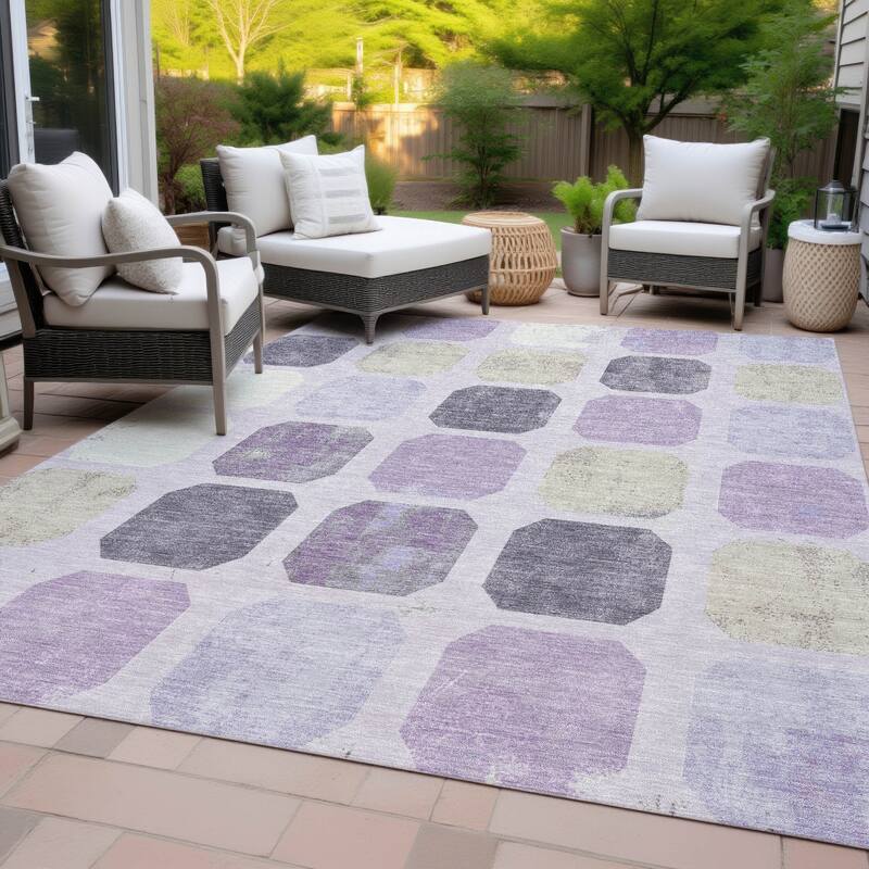 Machine Washable Indoor/Outdoor Casual Contemporary Chantille Rug