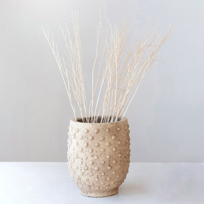 Distressed Hobnail Planter - 9" - Greige