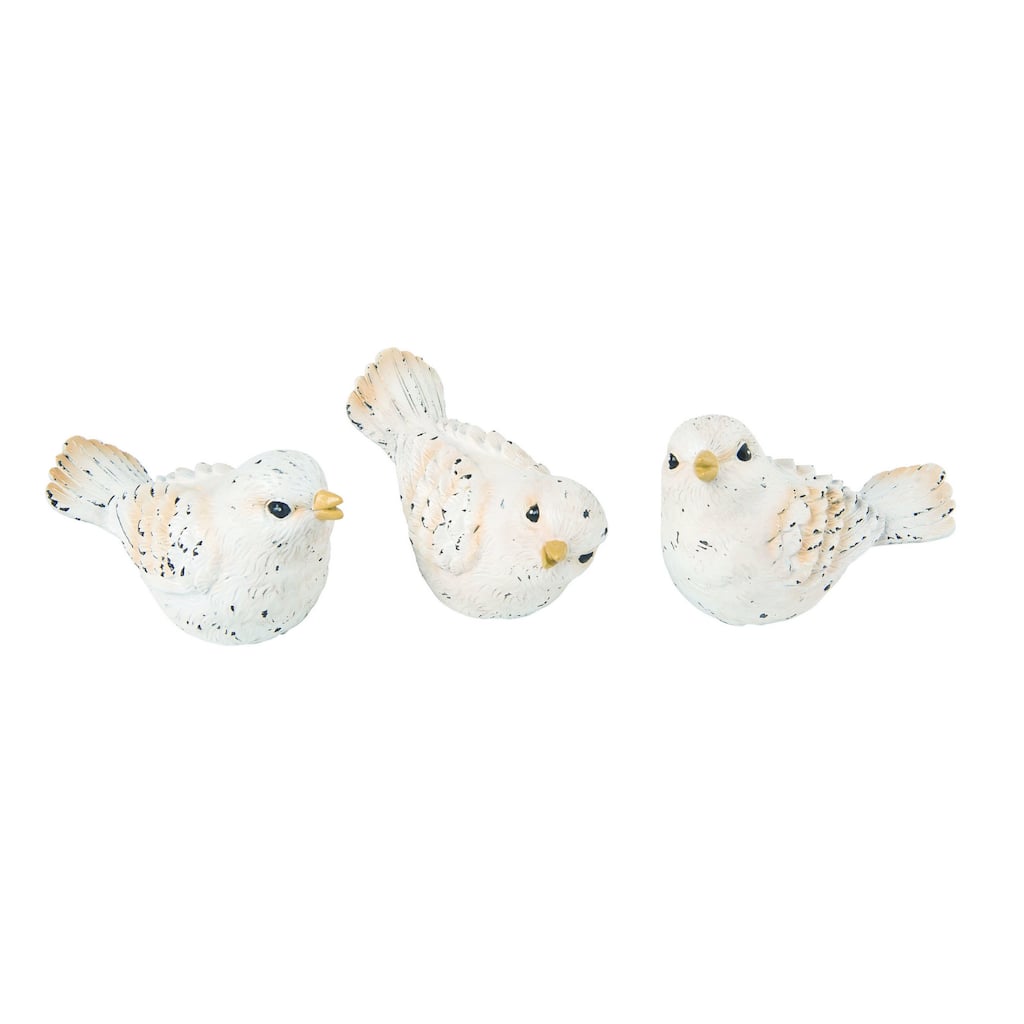 Transpac Small Resin Whitewash Bird Set of 3 Spring Home Decorations