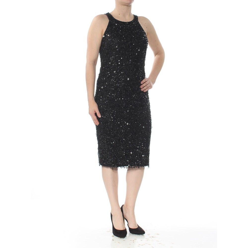 adrianna papell embellished halter sheath dress